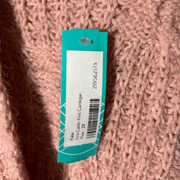 NEW Fate Light Pink Cable Knit Sweater with Pockets, So Soft, Women’s 2X - Picture 3 of 12